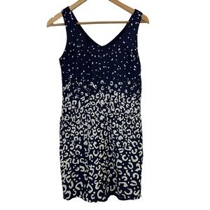 Joe Fresh Lightweight Mini Dress Womens Sz 2 Navy Blue White Cheetah Print EUC